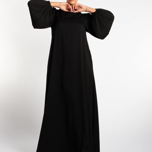 Balloon Sleeve Abaya Black 1