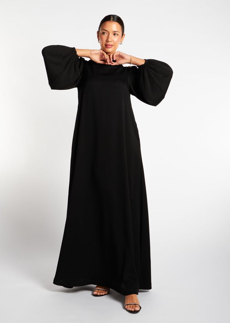 Balloon Sleeve Abaya Black 1