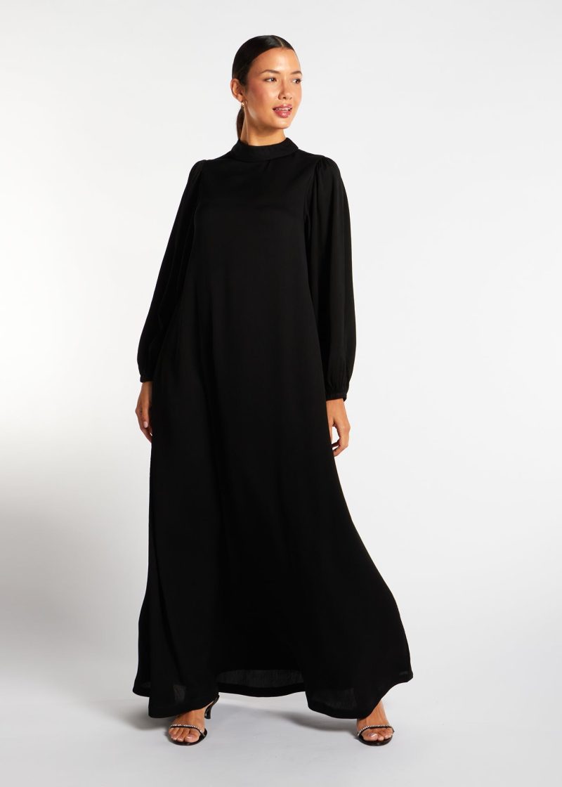 Balloon Sleeve Abaya Black 2