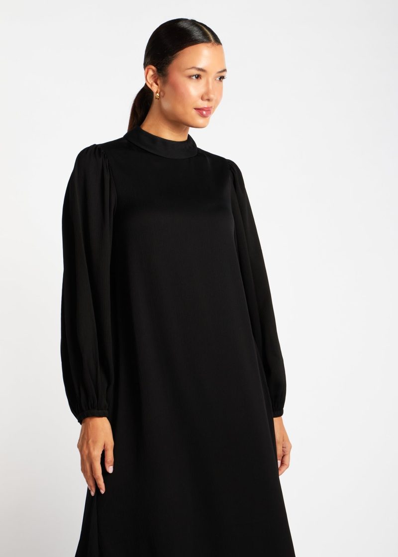 Balloon Sleeve Abaya Black 4