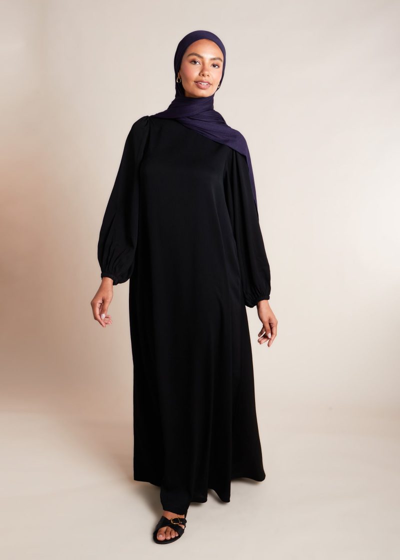 Balloon Sleeve Abaya Black 5