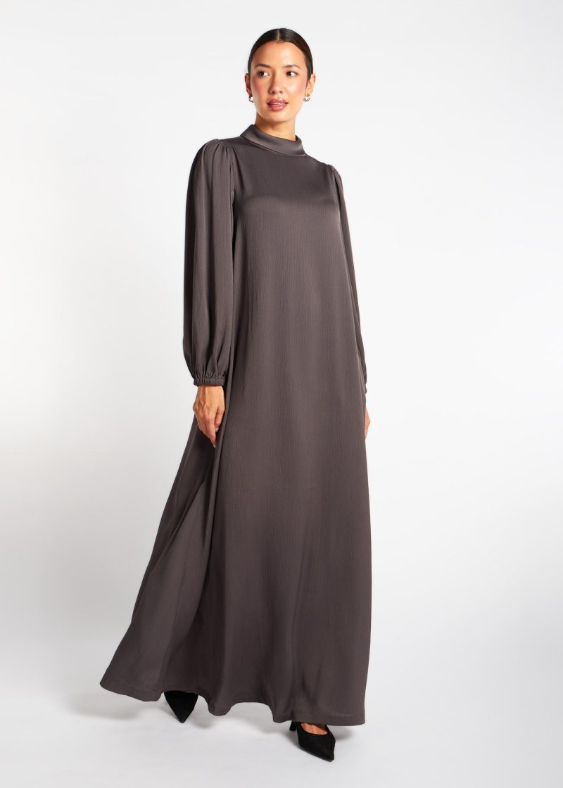 Balloon Sleeve Abaya Charcoal 2