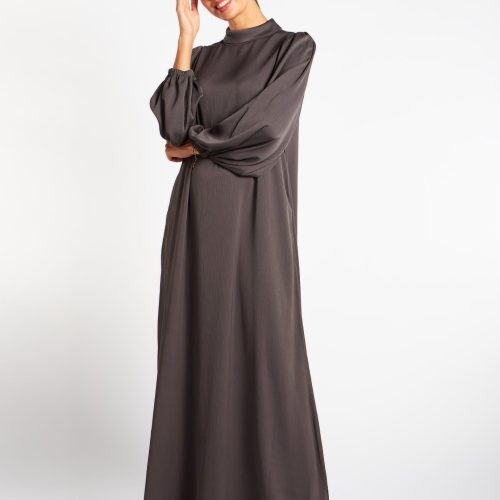 Balloon Sleeve Abaya Charcoal 3