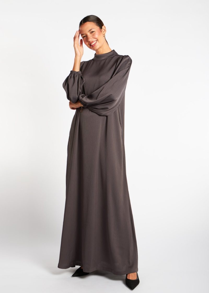 Balloon Sleeve Abaya Charcoal 3