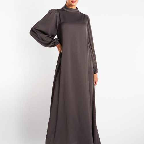 Balloon Sleeve Abaya Charcoal 4