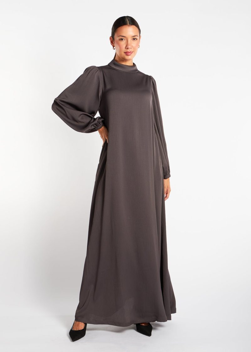 Balloon Sleeve Abaya Charcoal 4