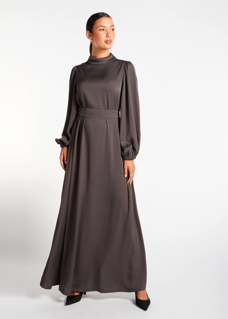 Balloon Sleeve Abaya Charcoal 5