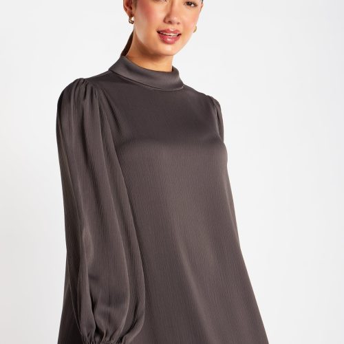 Balloon Sleeve Abaya Charcoal 7