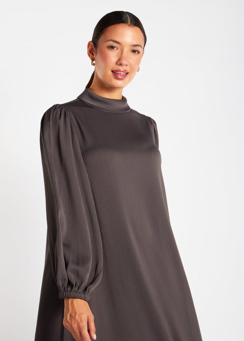 Balloon Sleeve Abaya Charcoal 7