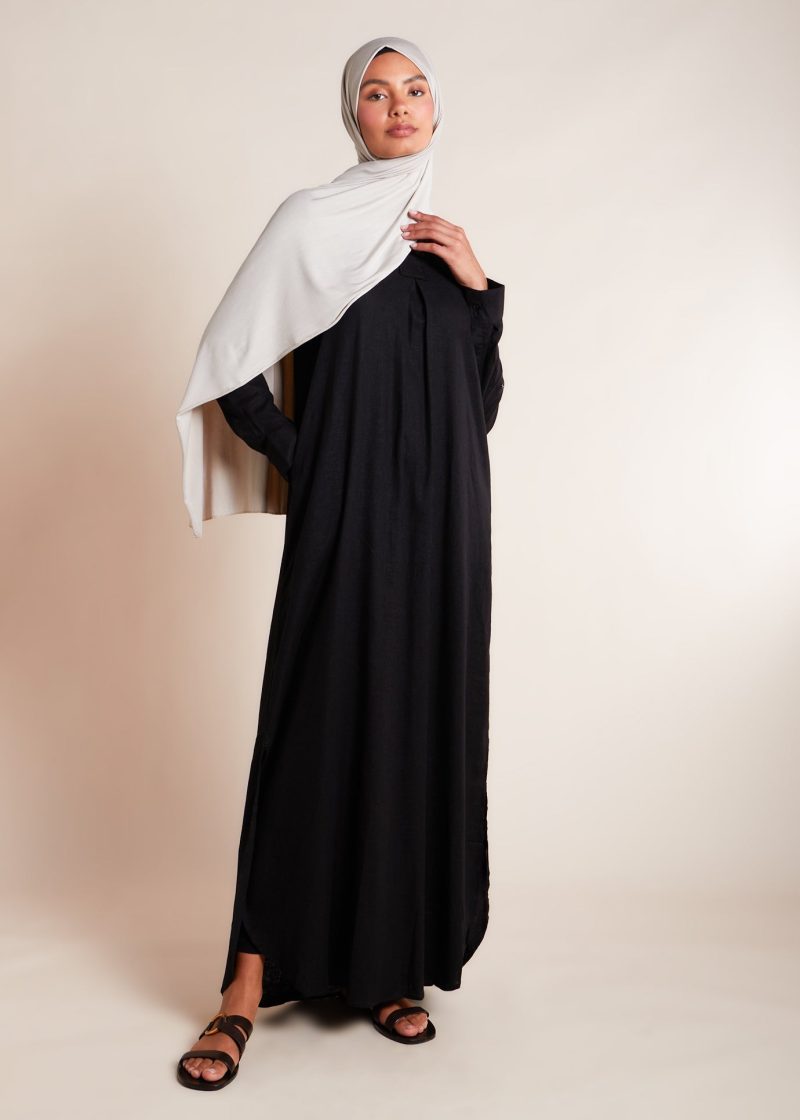 Black Linen Abaya 1