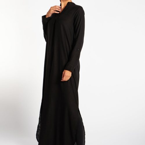 Black Linen Abaya 3