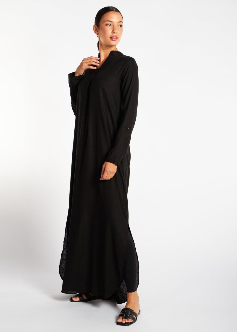 Black Linen Abaya 3