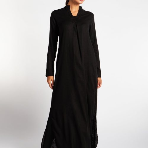 Black Linen Abaya 4