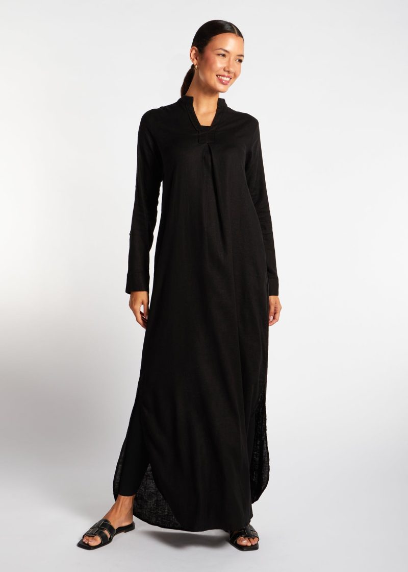 Black Linen Abaya 4