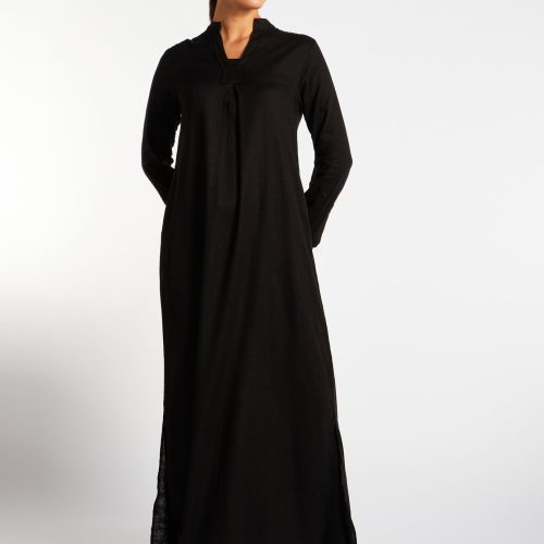 Black Linen Abaya 5