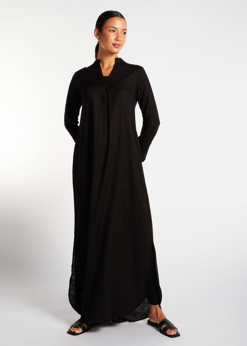 Black Linen Abaya 5