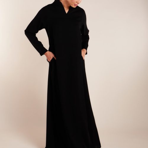 Collared V Neck Abaya 5