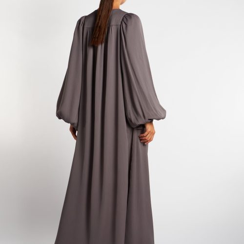 Crinkle Open Abaya Charcoal 4