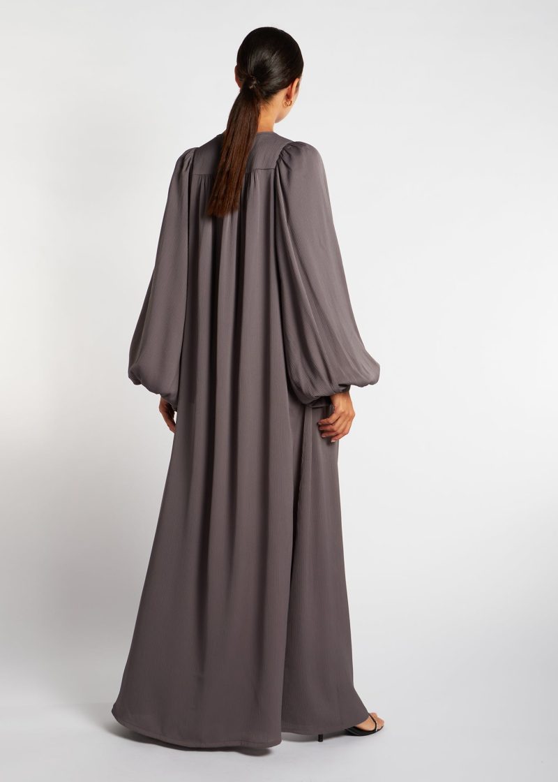 Crinkle Open Abaya Charcoal 4