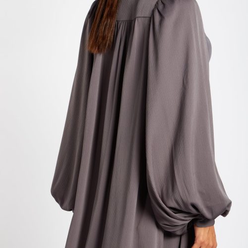 Crinkle Open Abaya Charcoal 5