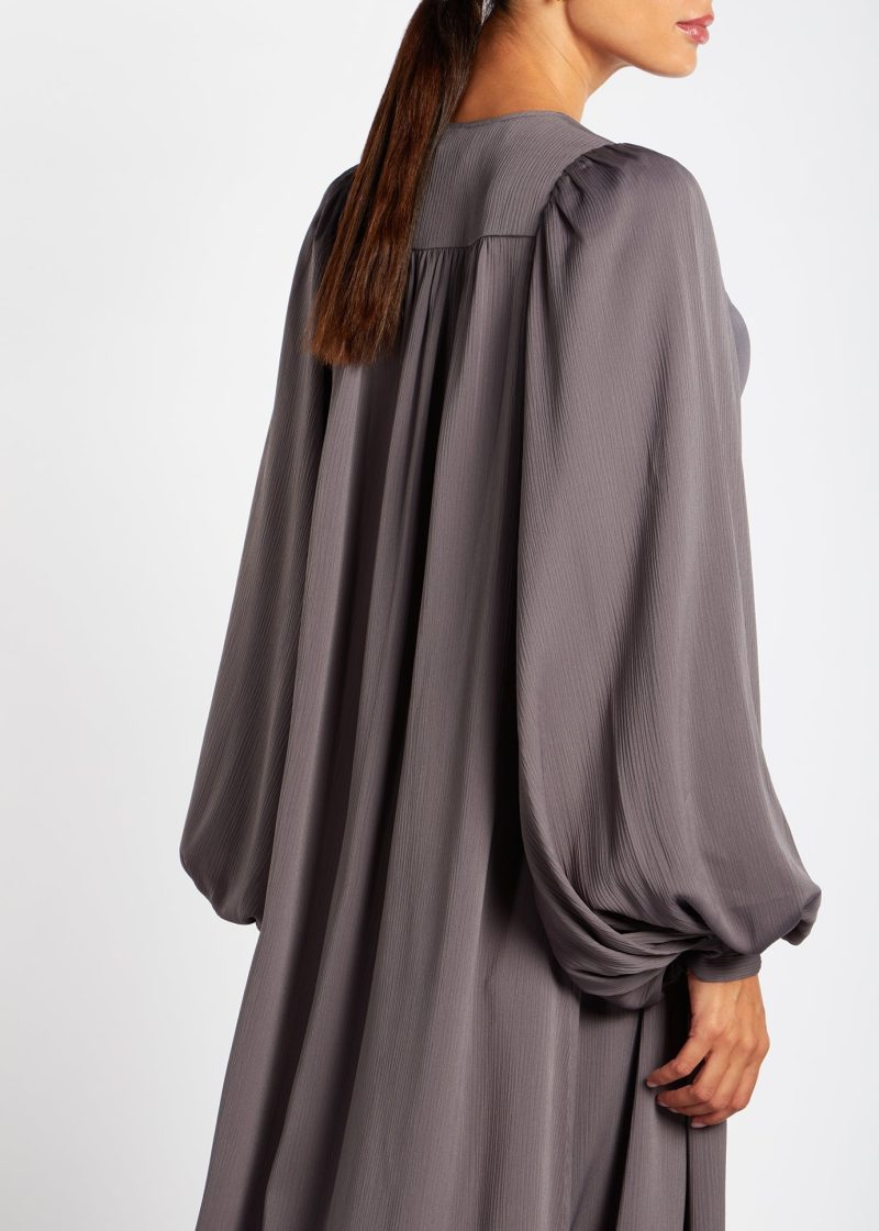 Crinkle Open Abaya Charcoal 5