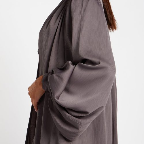 Crinkle Open Abaya Charcoal 6