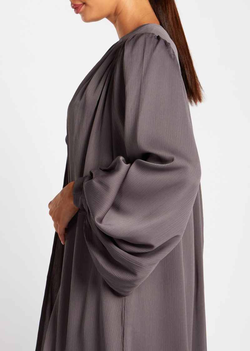 Crinkle Open Abaya Charcoal 6