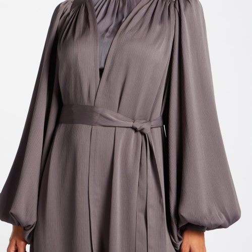 Crinkle Open Abaya Charcoal 7