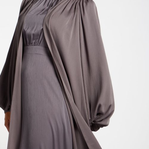 Crinkle Open Abaya Charcoal 8