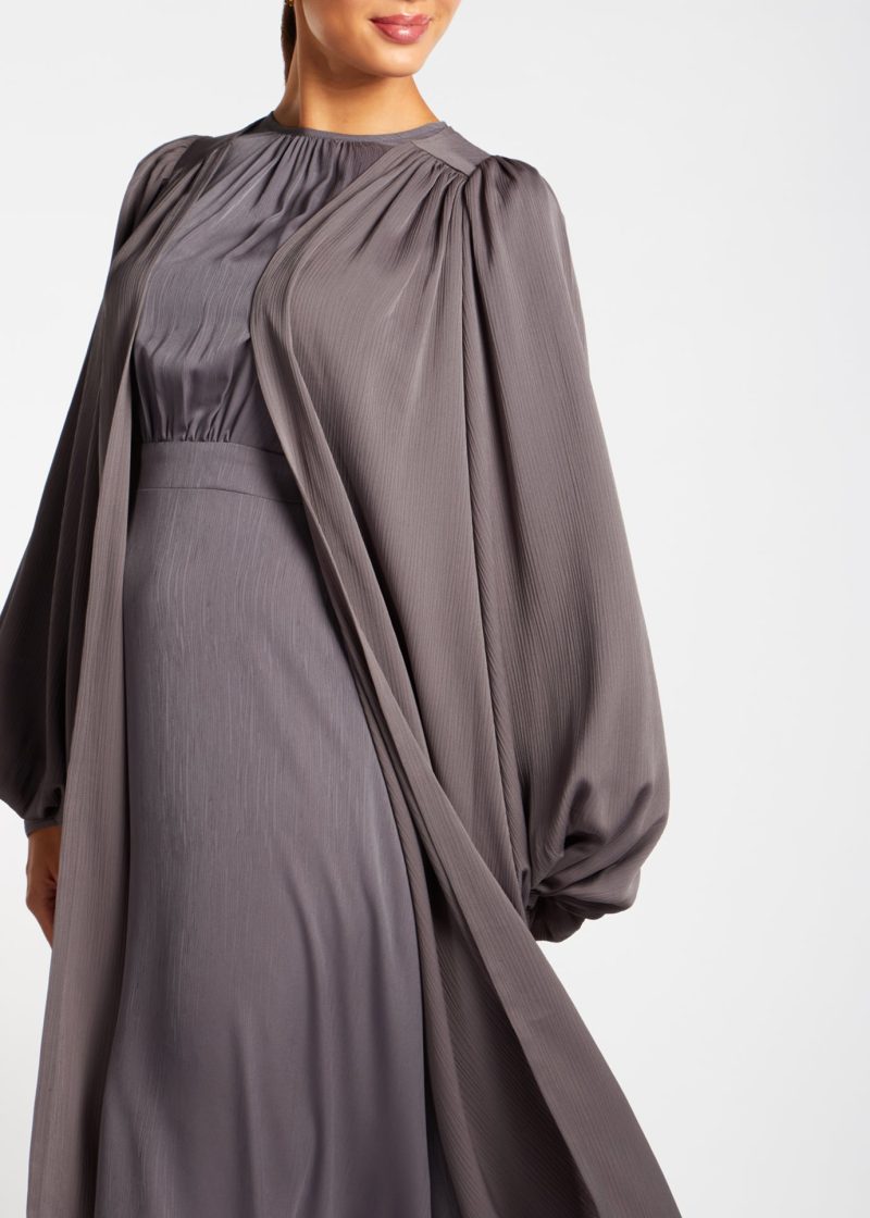 Crinkle Open Abaya Charcoal 8