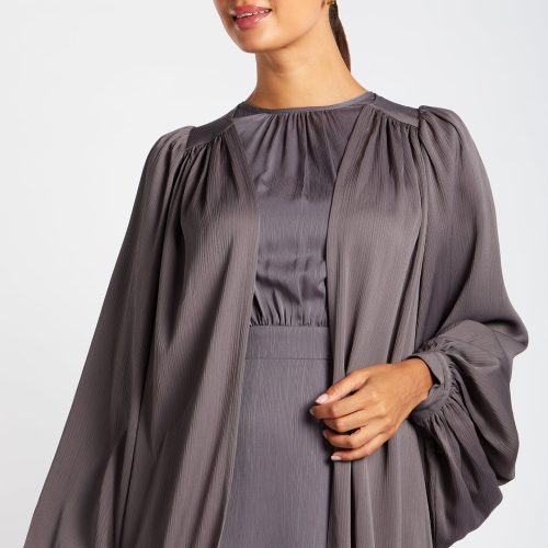 Crinkle Open Abaya Charcoal 9