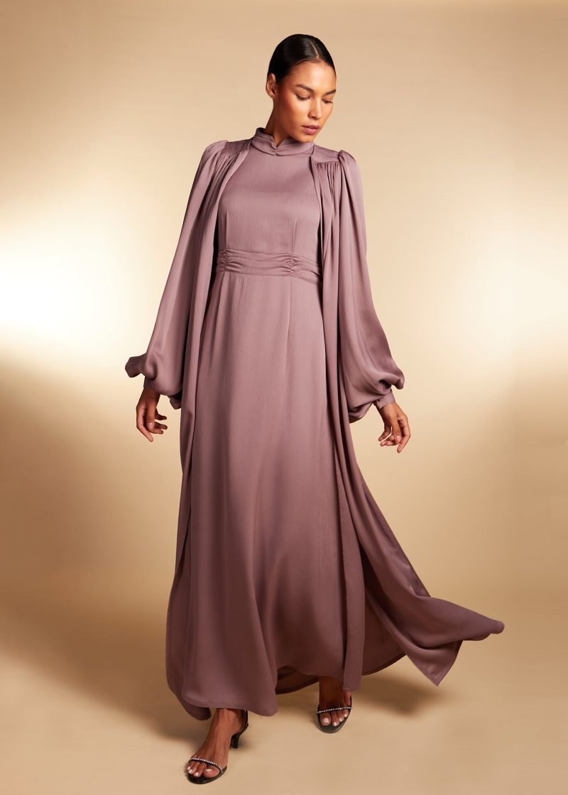 Crinkle Open abaya Dusty Taupe 1