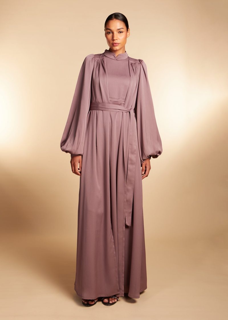 Crinkle Open abaya Dusty Taupe 2