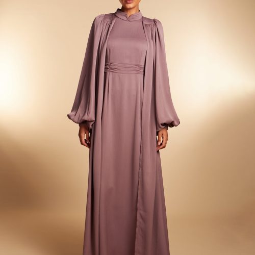 Crinkle Open abaya Dusty Taupe 3