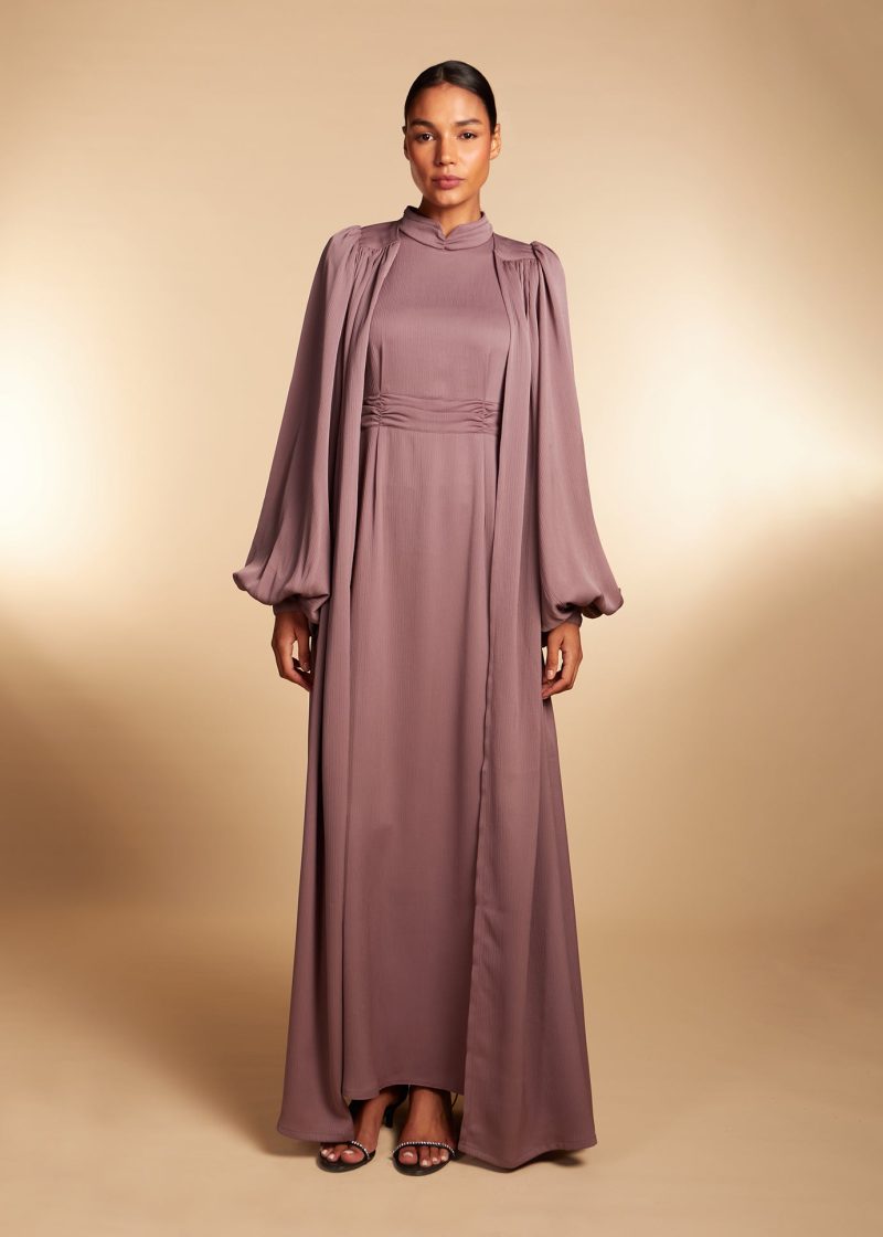 Crinkle Open abaya Dusty Taupe 3