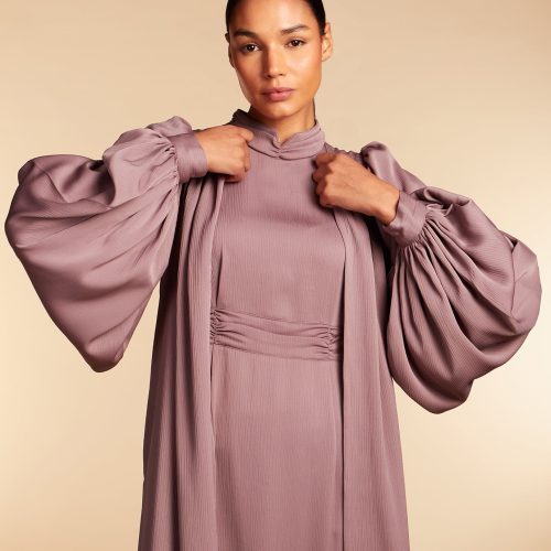 Crinkle Open abaya Dusty Taupe 5