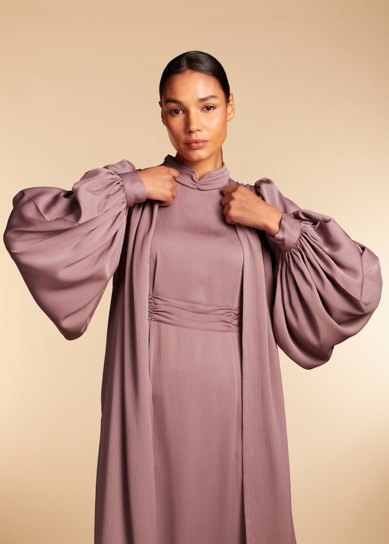 Crinkle Open abaya Dusty Taupe 5