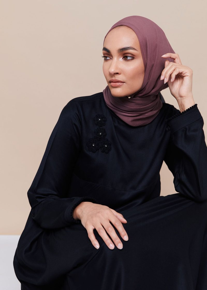 Crochet Flare abaya Black 1 LB