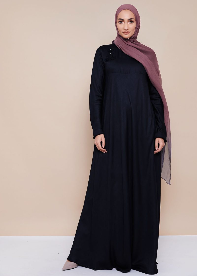 Crochet Flare abaya Black LB 2