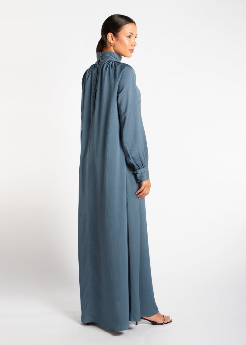 Crystal Blue Pleat Abaya 2