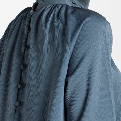 Crystal Blue Pleat Abaya 4