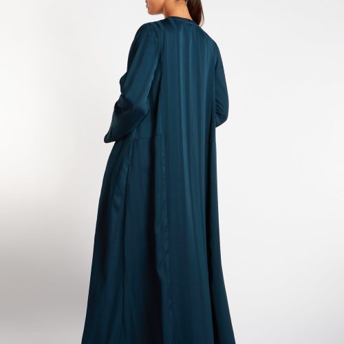 Lace Trim Open Abaya Green 3