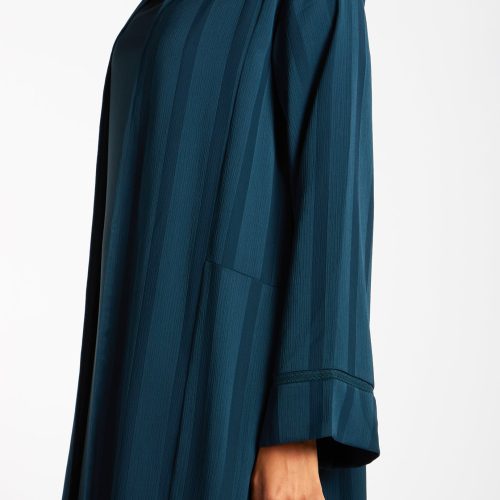 Lace Trim Open Abaya Green 4