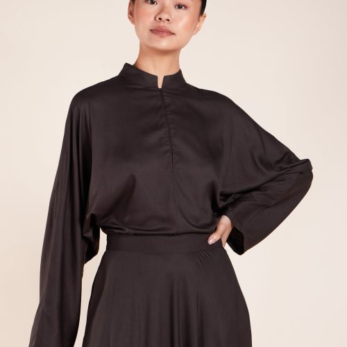 Mandarin Collar Top Charcoal 7