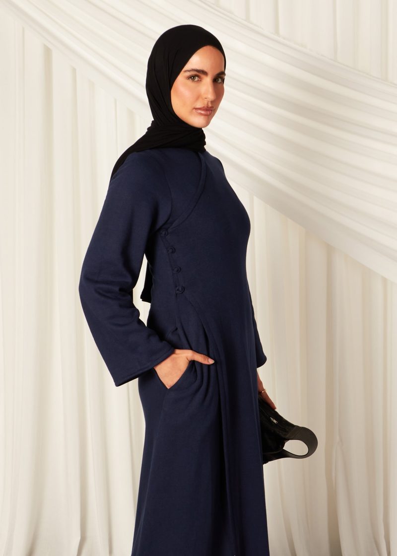 Mandarin Wrap Abaya Navy 2