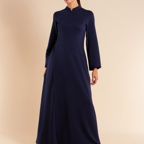 Mandarin Wrap Abaya Navy 6