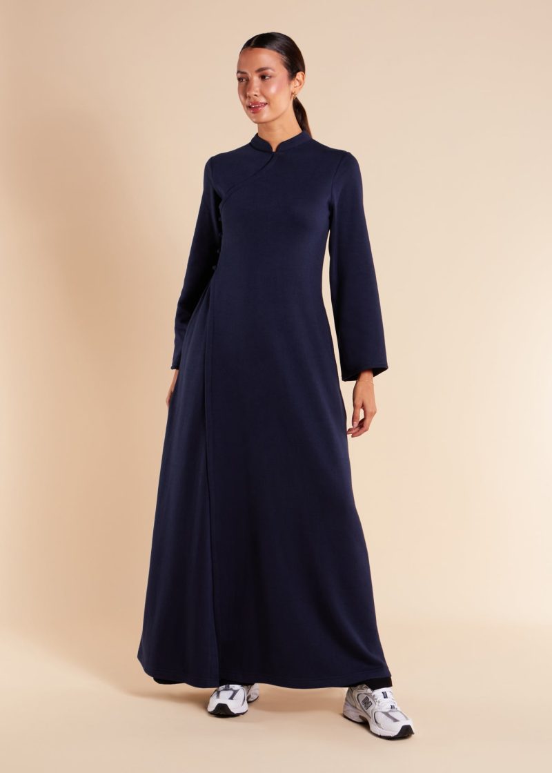 Mandarin Wrap Abaya Navy 6