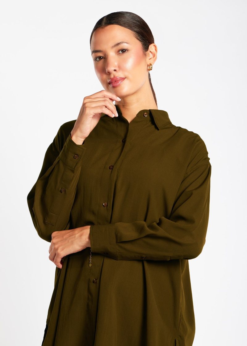 Mid Length Shirt Olive 2