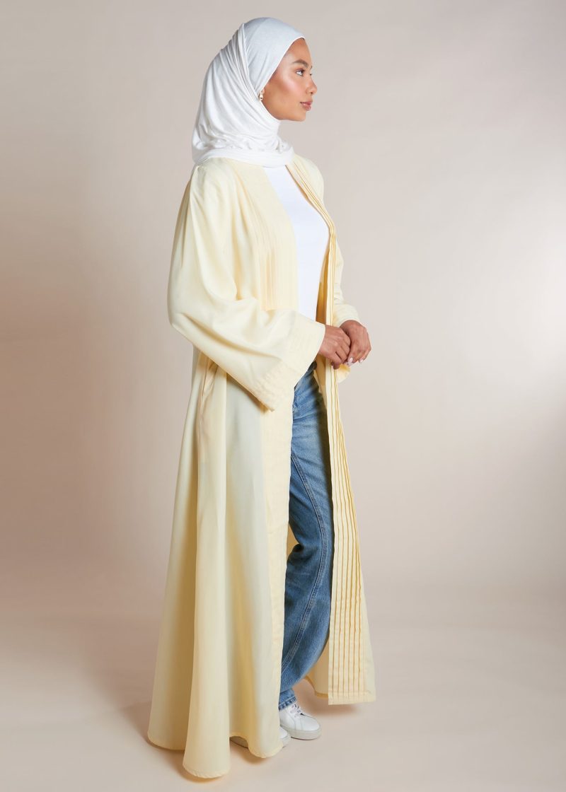 Open Pleat Abaya Buttercream 2