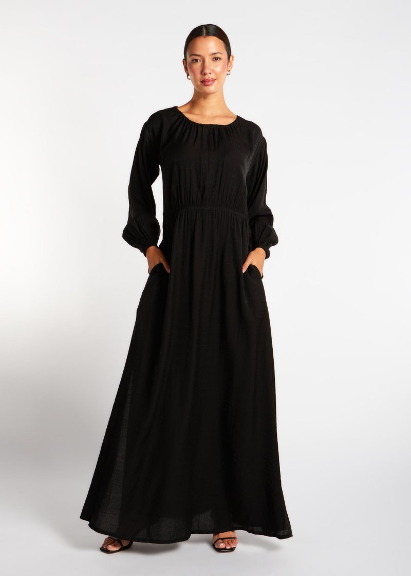 Pleated Abaya Black 1